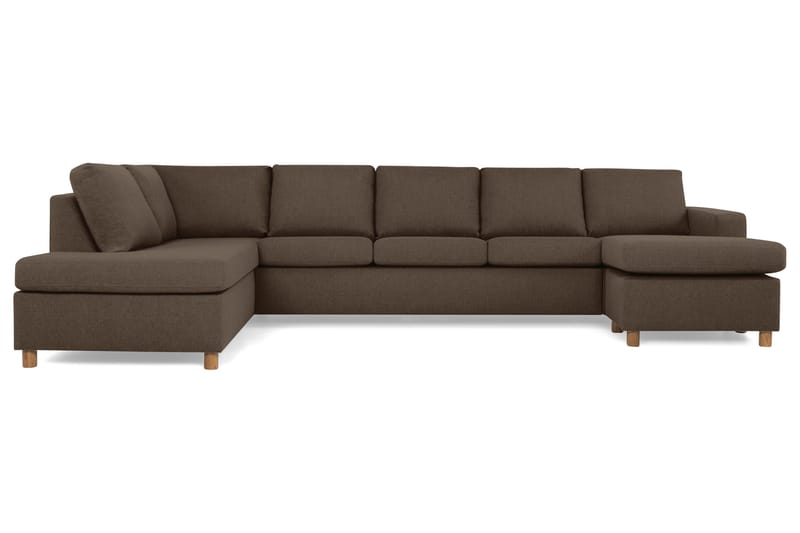 Crazy 5-personers Venstrevendt U-formet X-Large Sofa med Chaiselong i Stof - Brun - Møbler - Sofaer - U Sofa