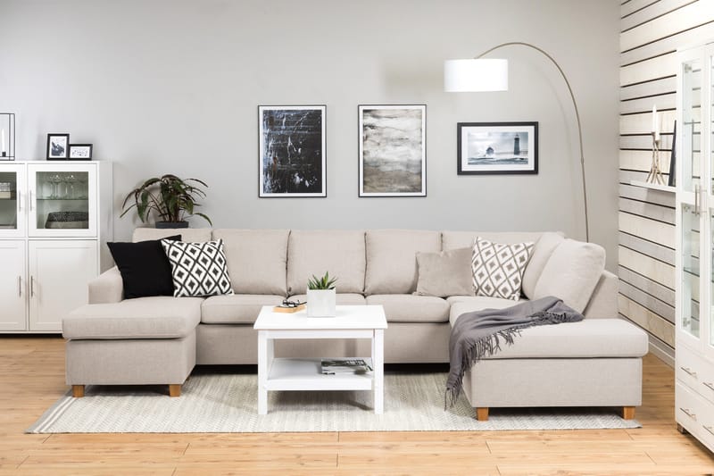 Crazy 5-personers Højrevendt U-formet X-Large Sofa med Chaiselong i Stof - Beige - Møbler - Sofaer - U Sofa