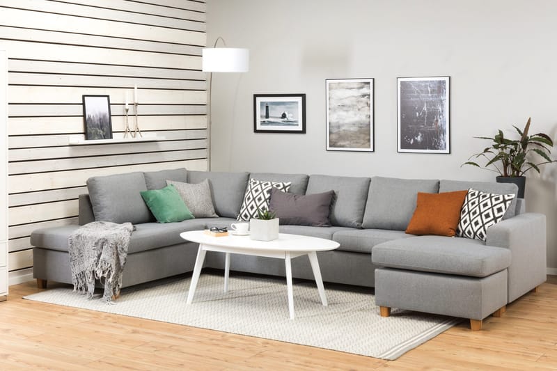 Crazy 5-personers Venstrevendt U-formet X-Large Sofa med Chaiselong i Stof - Grå - Møbler - Sofaer - U Sofa