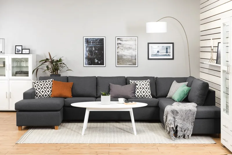 Crazy 5-personers Højrevendt U-formet X-Large Sofa med Chaiselong i Stof - Mørkegrå - Møbler - Sofaer - U Sofa