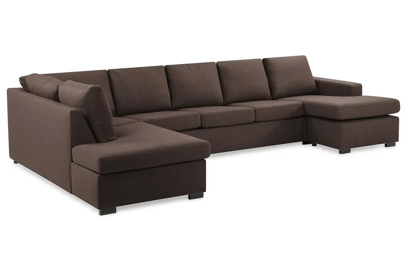 Crazy 5-personers Venstrevendt U-formet X-Large Sofa med Chaiselong i Stof - Brun - Møbler - Sofaer - U Sofa