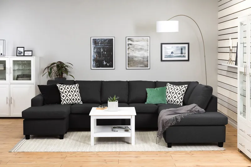 Crazy 5-personers Højrevendt U-formet X-Large Sofa med Chaiselong i Stof - Antracit - Møbler - Sofaer - U Sofa