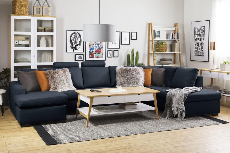 Crazy 5-personers Venstrevendt U-formet X-Large Sofa med Chaiselong i Stof - Blå - Møbler - Sofaer - U Sofa