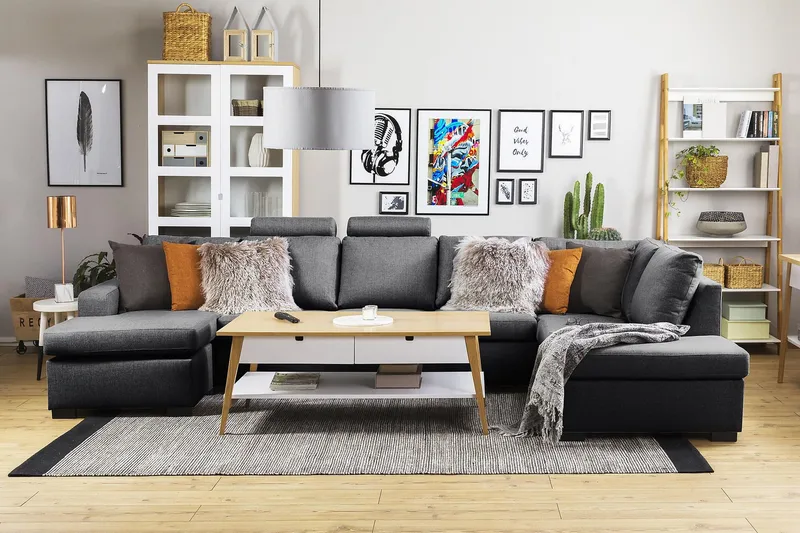 Crazy 5-personers Venstrevendt U-formet X-Large Sofa med Chaiselong i Stof - Mørkegrå - Møbler - Sofaer - U Sofa