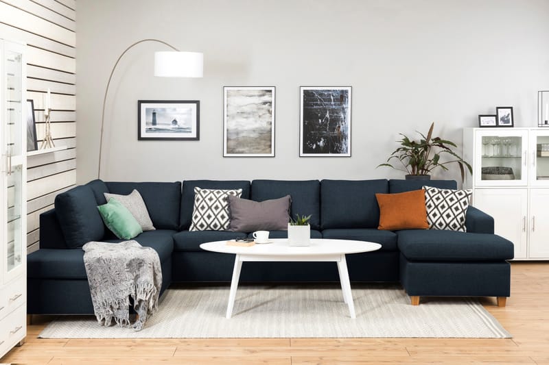 Crazy 5-personers Venstrevendt U-formet X-Large Sofa med Chaiselong i Stof - Blå - Møbler - Sofaer - U Sofa