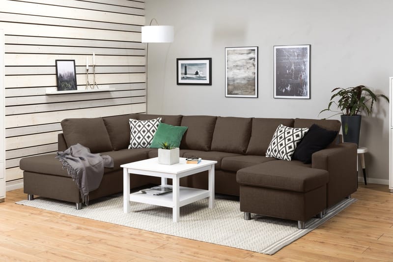 Crazy 5-personers Venstrevendt U-formet Sofa med Chaiselong i Stof - Brun - Møbler - Sofaer - U Sofa