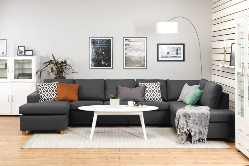 Crazy 5-personers Højrevendt U-formet X-Large Sofa med Chaiselong i Stof - Mørkegrå - Møbler - Sofaer - U Sofa