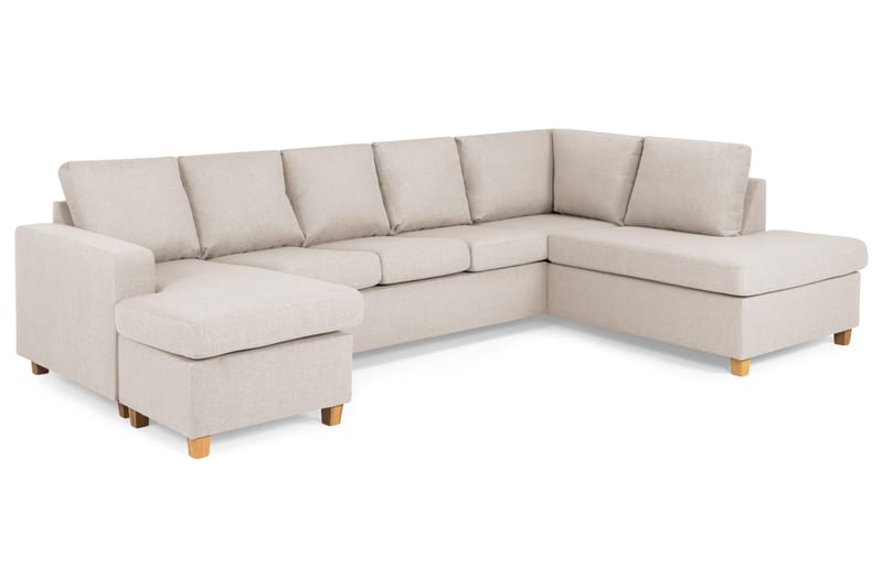 Crazy 5-personers Højrevendt U-formet X-Large Sofa med Chaiselong i Stof - Beige - Møbler - Sofaer - U Sofa