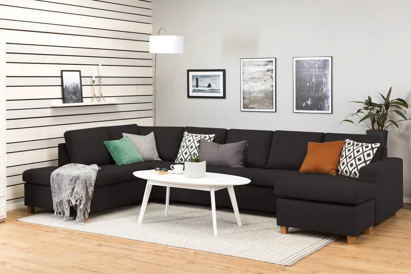 Crazy 5-personers Venstrevendt U-formet X-Large Sofa med Chaiselong i Stof - Antracit - Møbler - Sofaer - U Sofa