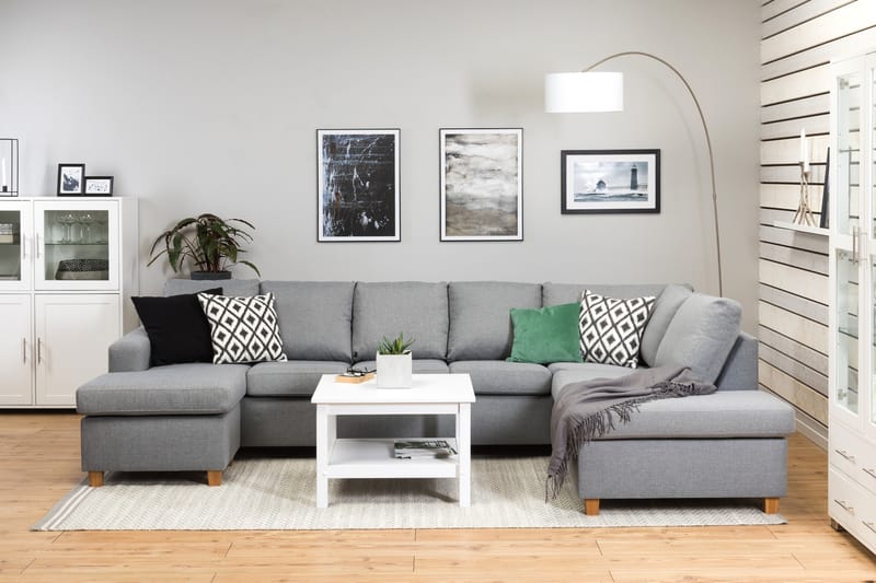 Crazy 5-personers Højrevendt U-formet X-Large Sofa med Chaiselong i Stof - Grå - Møbler - Sofaer - U Sofa