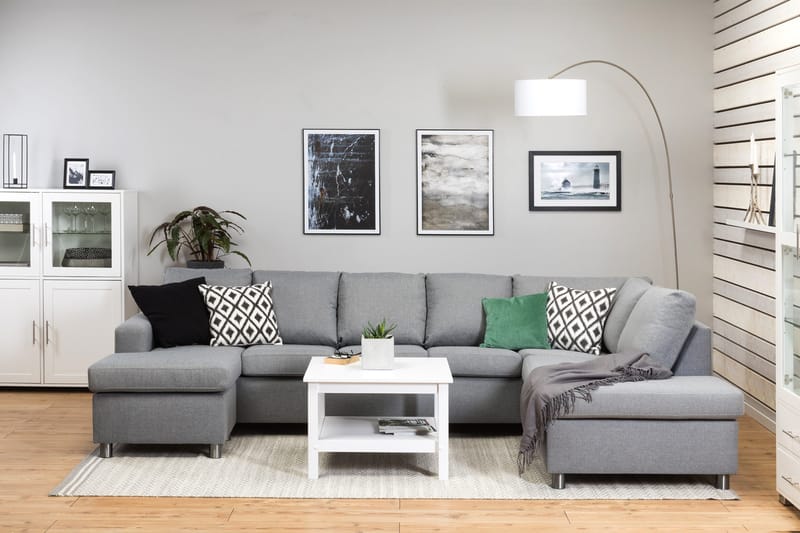 Crazy 5-personers Højrevendt U-formet X-Large Sofa med Chaiselong i Stof - Grå - Møbler - Sofaer - U Sofa