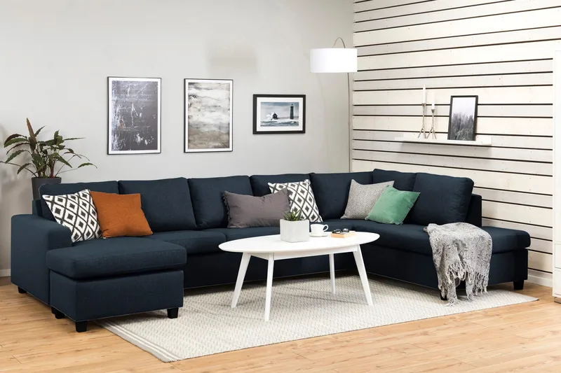 Crazy 5-personers Højrevendt U-formet X-Large Sofa med Chaiselong i Stof - Blå - Møbler - Sofaer - U Sofa