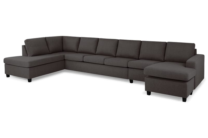 Crazy 6-personers Venstrevendt U-formet XX-Large Sofa med Divan og Chaiselong i Stof - Mørkegrå - Møbler - Sofaer - U Sofa