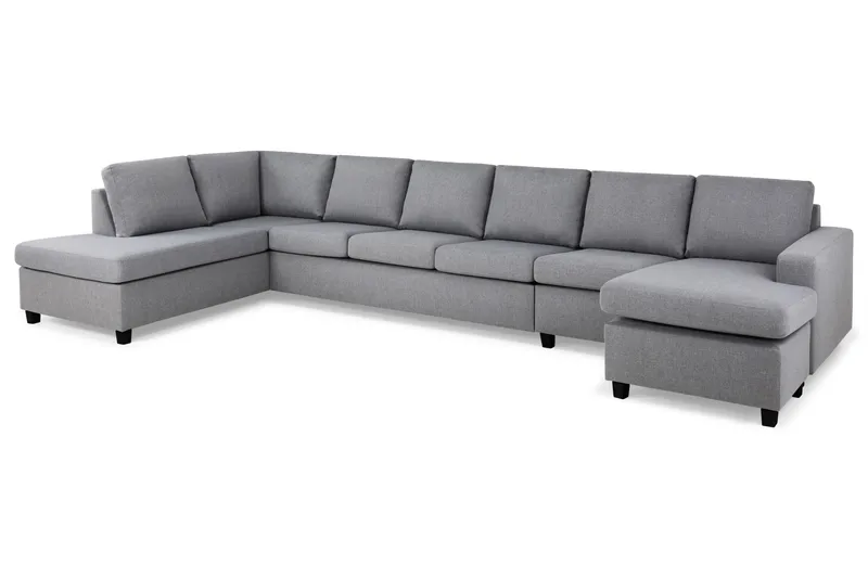 Crazy 6-personers Venstrevendt U-formet XX-Large Sofa med Divan og Chaiselong i Stof - Grå - Møbler - Sofaer - U Sofa