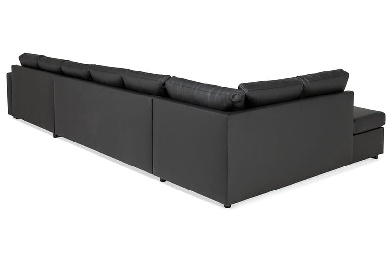 Crazy 6-personers Venstrevendt U-formet XX-Large Sofa med Divan og Chaiselong i Kunstlæder - Sort - Møbler - Sofaer - U Sofa