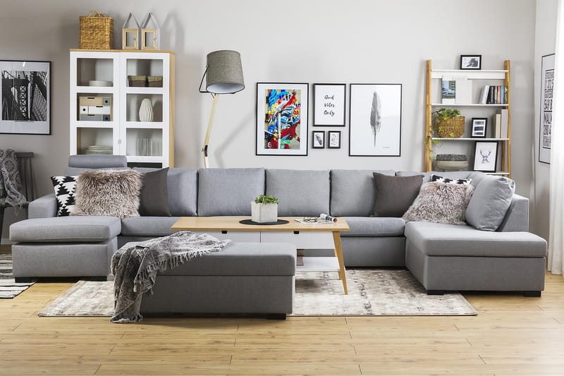 Crazy 6-personers Højrevendt U-formet XX-Large Sofa med Chaiselong i Stof - Grå - Møbler - Sofaer - U Sofa
