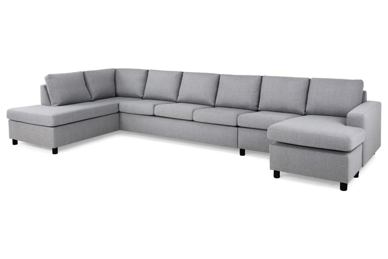 Crazy 6-personers Venstrevendt U-formet XX-Large Sofa med Divan og Chaiselong i Stof - Grå - Møbler - Sofaer - U Sofa