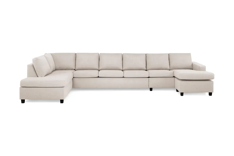 Crazy 6-personers Venstrevendt U-formet XX-Large Sofa med Divan og Chaiselong i Stof, Beige