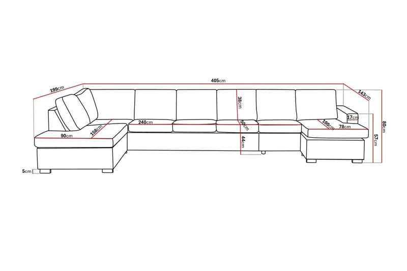 Crazy 6-personers Venstrevendt U-formet XX-Large Sofa med Divan og Chaiselong i Stof - Grå - Møbler - Sofaer - U Sofa