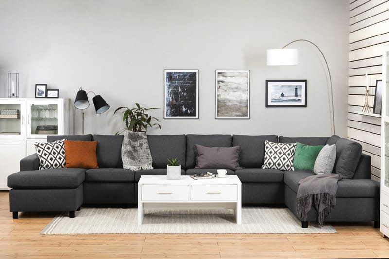 Crazy 6-personers Højrevendt U-formet XX-Large Sofa med Chaiselong i Stof - Mørkegrå - Møbler - Sofaer - U Sofa