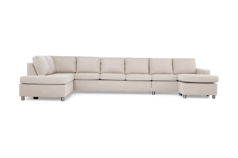 Crazy 6-personers Venstrevendt U-formet XX-Large Sofa med Divan og Chaiselong i Stof - Beige - Møbler - Sofaer - U Sofa