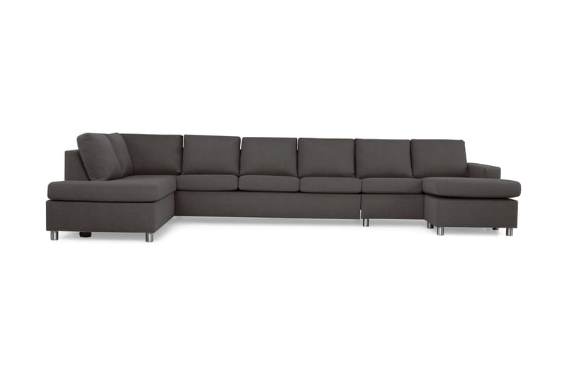 Crazy 6-personers Venstrevendt U-formet XX-Large Sofa med Divan og Chaiselong i Stof - Mørkegrå - Møbler - Sofaer - U Sofa
