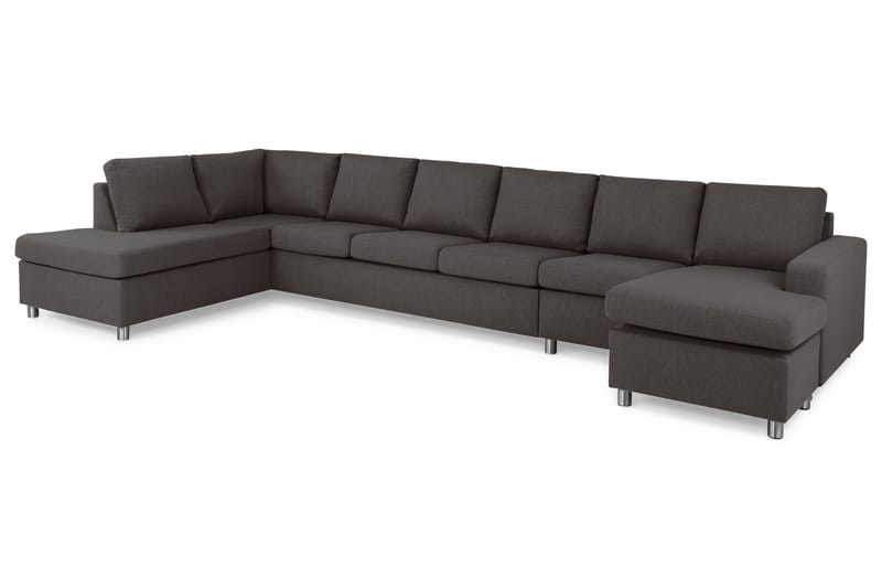 Crazy 6-personers Venstrevendt U-formet XX-Large Sofa med Divan og Chaiselong i Stof - Mørkegrå - Møbler - Sofaer - U Sofa