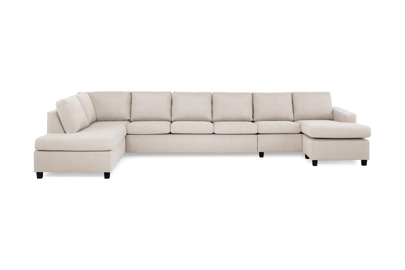 Crazy 6-personers Venstrevendt U-formet XX-Large Sofa med Divan og Chaiselong i Stof - Beige - Møbler - Sofaer - U Sofa