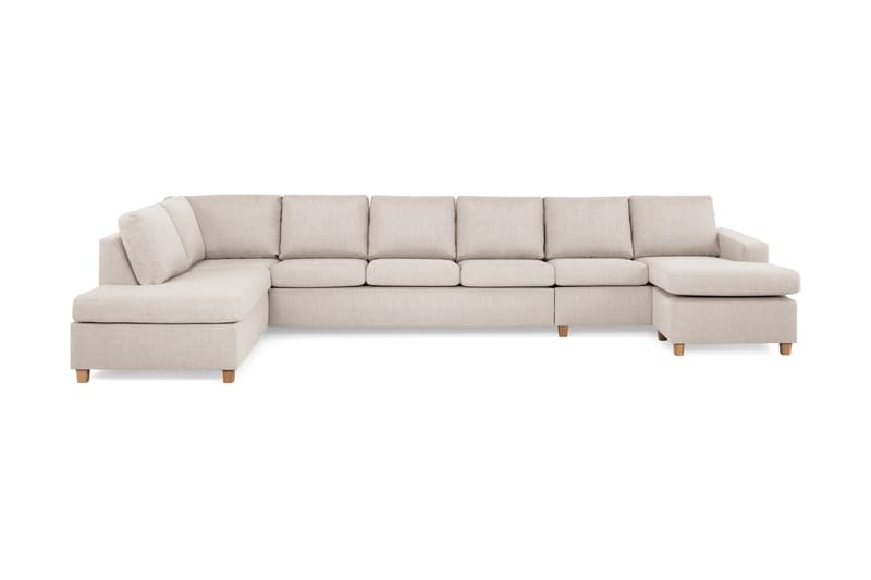 Crazy 6-personers Venstrevendt U-formet XX-Large Sofa med Divan og Chaiselong i Stof - Beige - Møbler - Sofaer - U Sofa