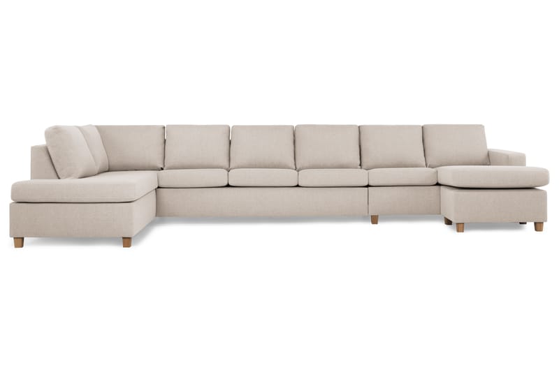 Crazy 6-personers Venstrevendt U-formet XX-Large Sofa med Divan og Chaiselong i Stof - Beige - Møbler - Sofaer - U Sofa