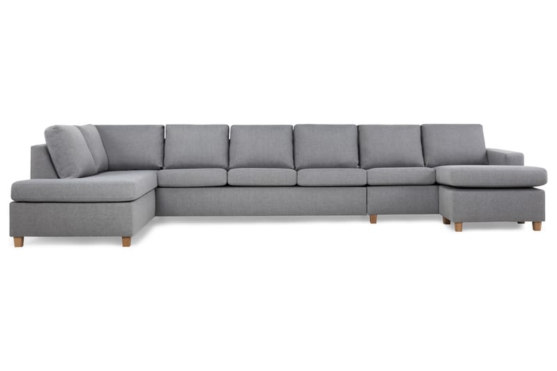 Crazy 6-personers Venstrevendt U-formet XX-Large Sofa med Divan og Chaiselong i Stof - Grå - Møbler - Sofaer - U Sofa