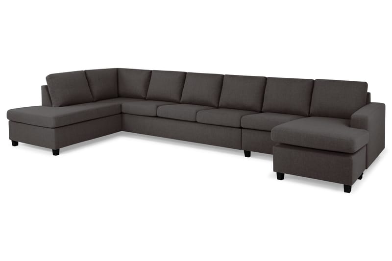 Crazy 6-personers Venstrevendt U-formet XX-Large Sofa med Divan og Chaiselong i Stof - Mørkegrå - Møbler - Sofaer - U Sofa