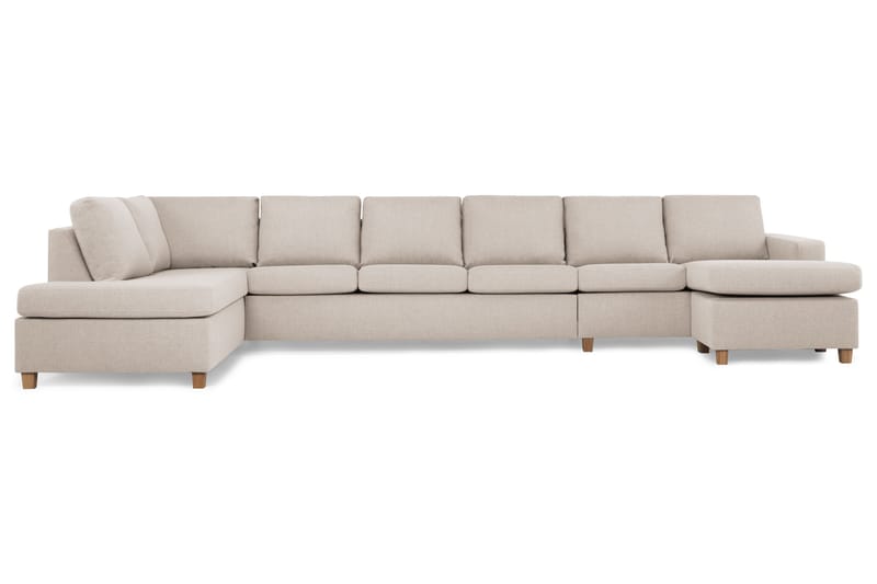 Crazy 6-personers Venstrevendt U-formet XX-Large Sofa med Divan og Chaiselong i Stof - Beige - Møbler - Sofaer - U Sofa