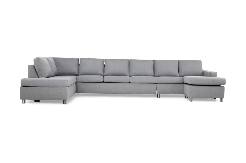 Crazy 6-personers Venstrevendt U-formet XX-Large Sofa med Divan og Chaiselong i Stof - Grå - Møbler - Sofaer - U Sofa