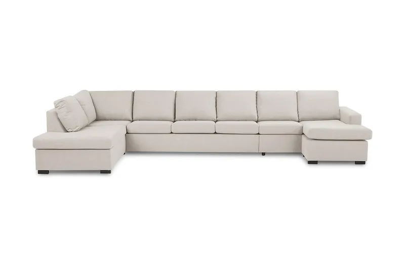 Crazy 6-personers Venstrevendt U-formet XX-Large Sofa med Divan og Chaiselong i Stof - Beige - Møbler - Sofaer - U Sofa