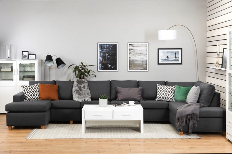 Crazy 6-personers Højrevendt U-formet XX-Large Sofa med Chaiselong i Stof - Mørkegrå - Møbler - Sofaer - U Sofa