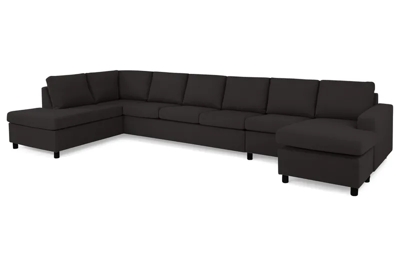 Crazy 6-personers Venstrevendt U-formet XX-Large Sofa med Divan og Chaiselong i Stof - Antracit - Møbler - Sofaer - U Sofa