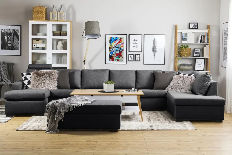 Crazy 6-personers Højrevendt U-formet XX-Large Sofa med Chaiselong i Stof - Mørkegrå - Møbler - Sofaer - U Sofa