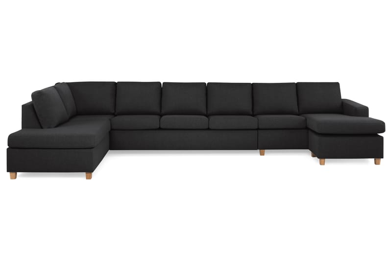 Crazy 6-personers Venstrevendt U-formet XX-Large Sofa med Divan og Chaiselong i Stof - Antracit - Møbler - Sofaer - U Sofa