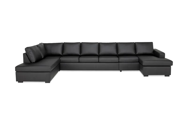 Crazy 6-personers Venstrevendt U-formet XX-Large Sofa med Divan og Chaiselong i Kunstlæder - Sort - Møbler - Sofaer - U Sofa