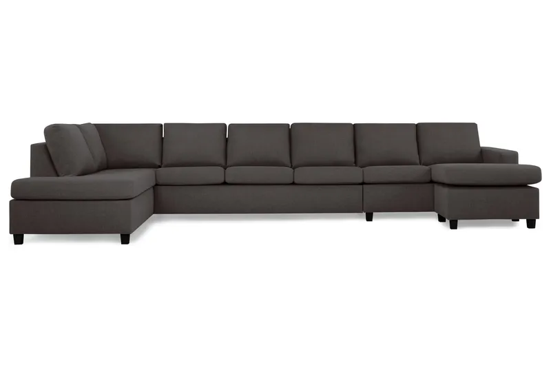 Crazy 6-personers Venstrevendt U-formet XX-Large Sofa med Divan og Chaiselong i Stof - Mørkegrå - Møbler - Sofaer - U Sofa