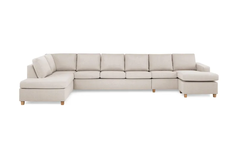 Crazy 6-personers Venstrevendt U-formet XX-Large Sofa med Divan og Chaiselong i Stof, Beige
