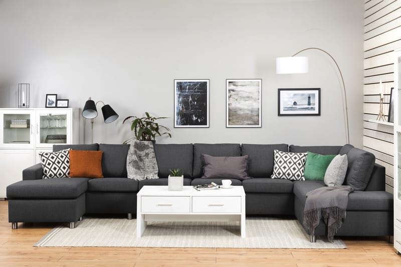 Crazy 6-personers Højrevendt U-formet XX-Large Sofa med Chaiselong i Stof - Mørkegrå - Møbler - Sofaer - U Sofa