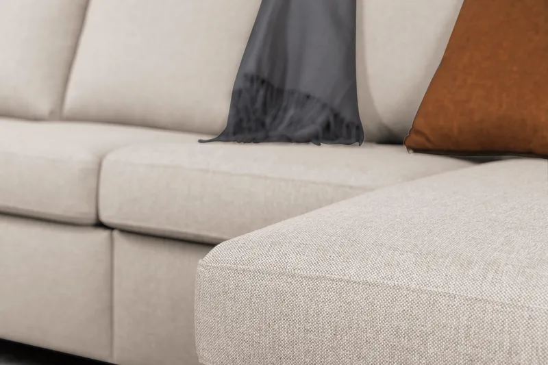 Crazy 6-personers Venstrevendt U-formet XX-Large Sofa med Divan og Chaiselong i Stof - Beige - Møbler - Sofaer - U Sofa