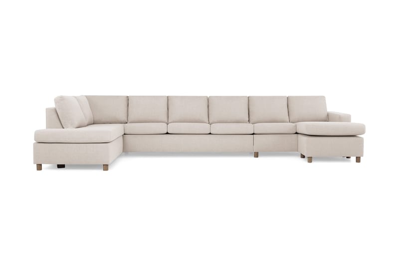 Crazy 6-personers Venstrevendt U-formet XX-Large Sofa med Divan og Chaiselong i Stof, Beige