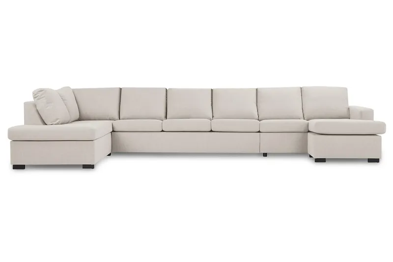 Crazy 6-personers Venstrevendt U-formet XX-Large Sofa med Divan og Chaiselong i Stof - Beige - Møbler - Sofaer - U Sofa