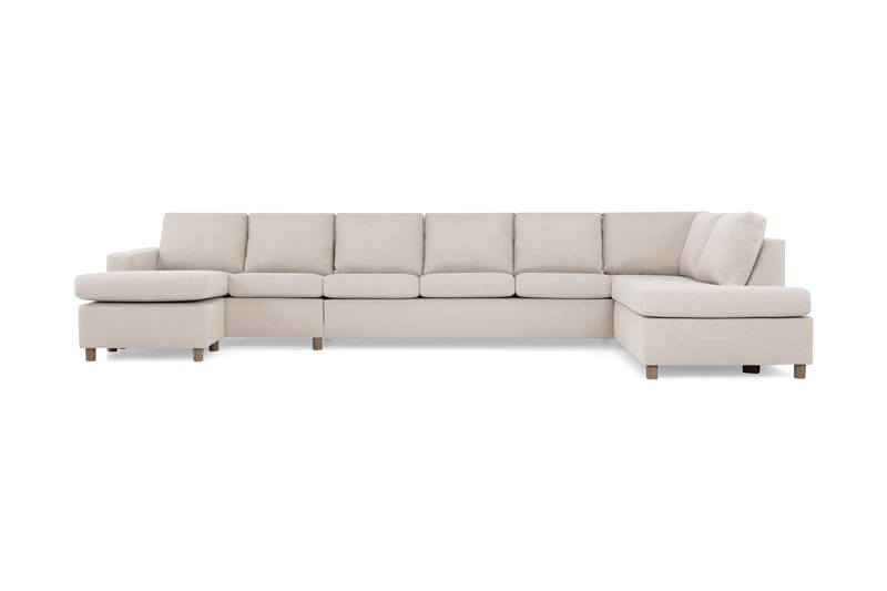 Crazy 6-personers Højrevendt U-formet XX-Large Sofa med Chaiselong i Stof, Beige