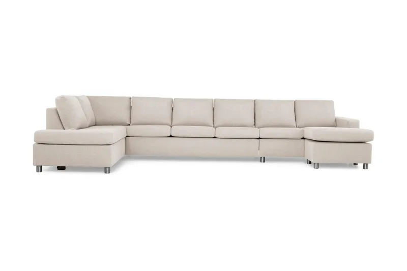 Crazy 6-personers Venstrevendt U-formet XX-Large Sofa med Divan og Chaiselong i Stof, Beige