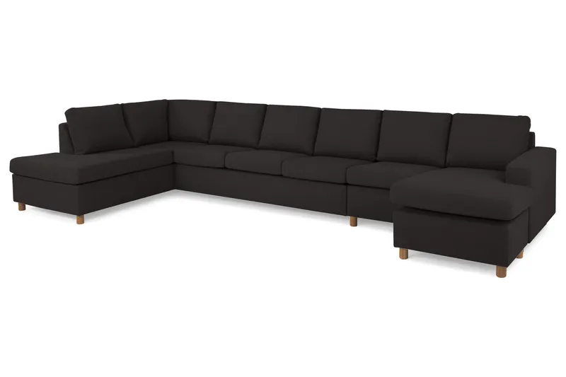 Crazy 6-personers Venstrevendt U-formet XX-Large Sofa med Divan og Chaiselong i Stof - Antracit - Møbler - Sofaer - U Sofa