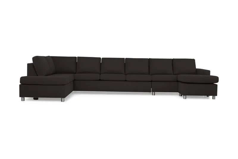 Crazy 6-personers Venstrevendt U-formet XX-Large Sofa med Divan og Chaiselong i Stof - Antracit - Møbler - Sofaer - U Sofa